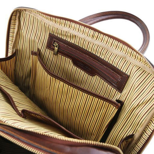 Urbino - Leather laptop briefcase 2 compartments with front pocket